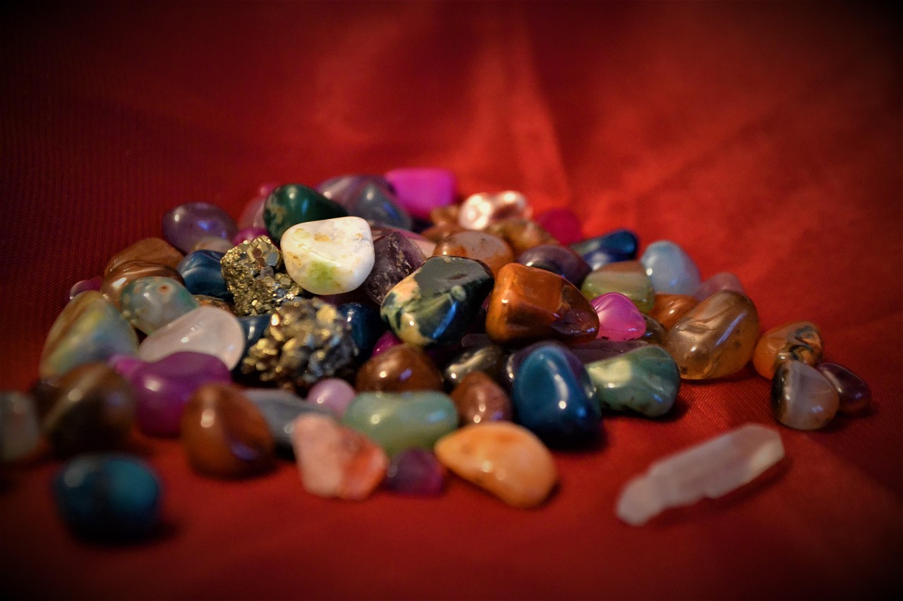 crystals in red background